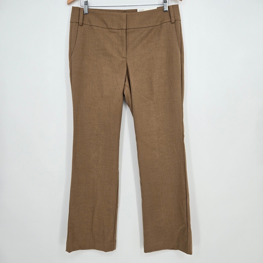 NWT Womens 10 Petite Loft Trousers Brown Mid Rise Business Casual 33x30
